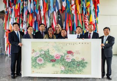 Traditional peony painting center stage at UN events