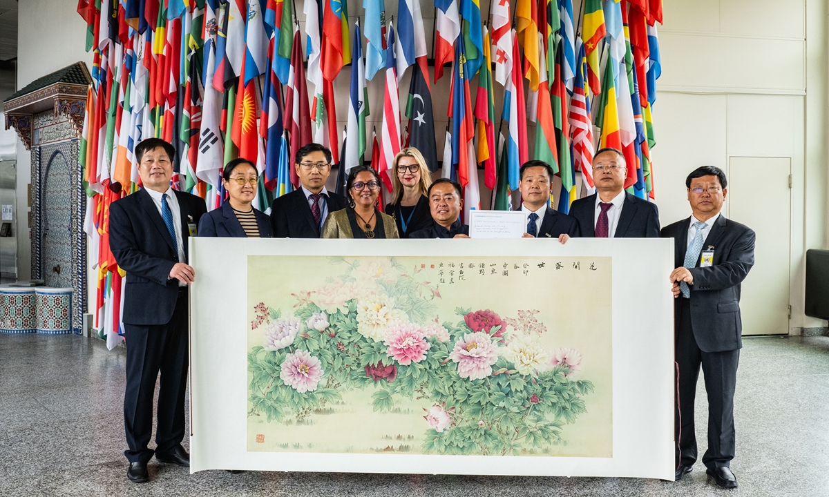 Traditional peony painting center stage at UN events